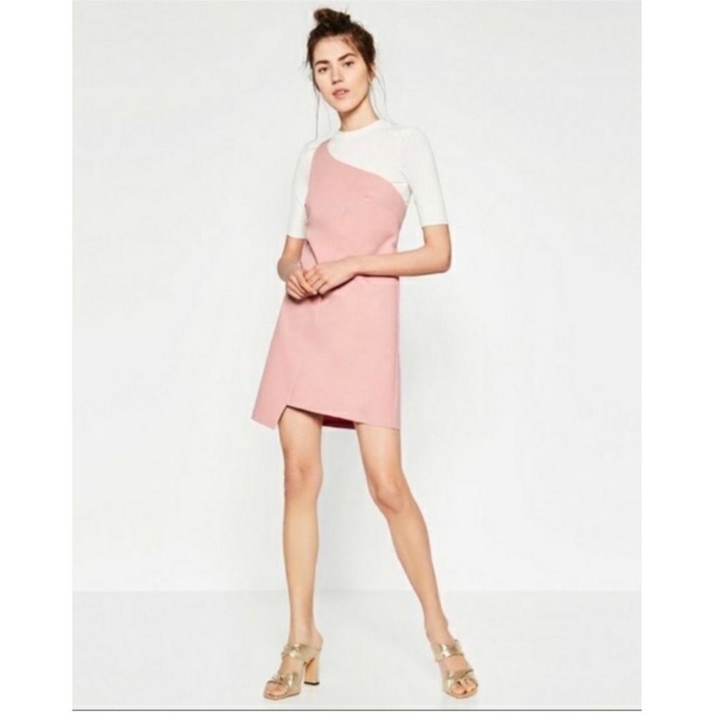 NWT  Zara pink asymmetrical one strap dress